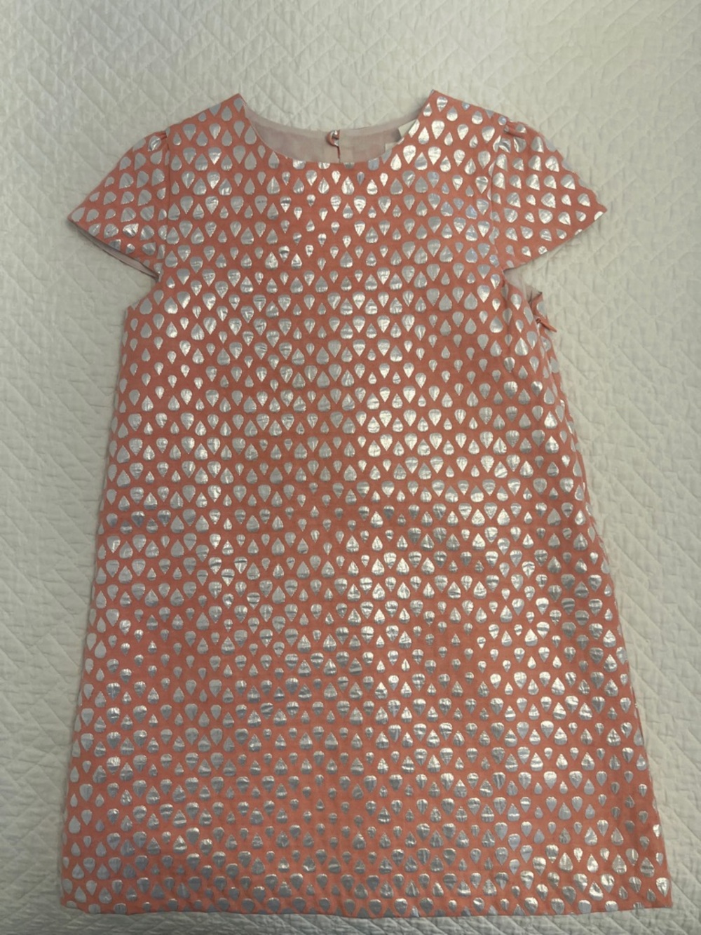 Marie Chantal Coral Dress with Silver Metallic Accents